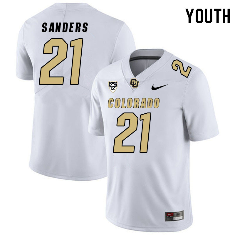 Youth #21 Shilo Sanders Colorado Buffaloes College Football Jerseys Stitched Sale-White